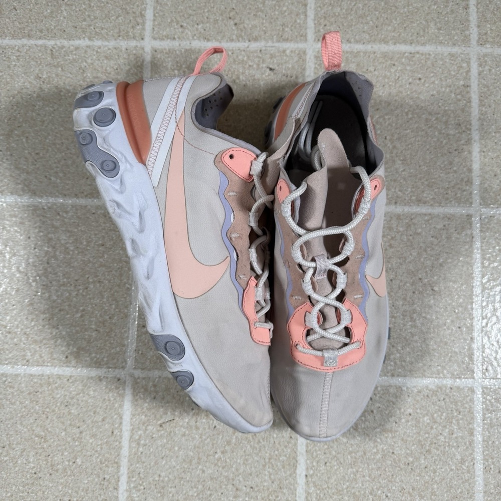 Nike Womens React Element 55 BQ2728-601 Ivory Running Shoes Sneakers Size 11